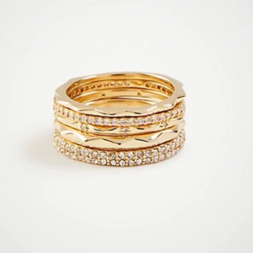Ann Taylor crystal stacked ring set